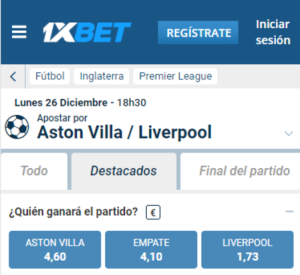 Pronóstico Aston Villa Liverpool Comparativa de cuotas